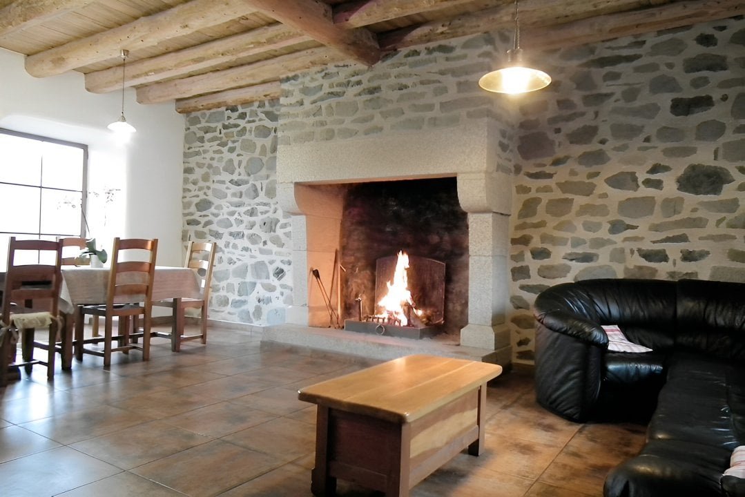 Feu de cheminée dans la pièce à vivre